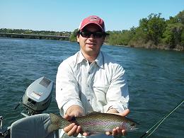 Shawnas fly fishing Sac River Sun Dial Float